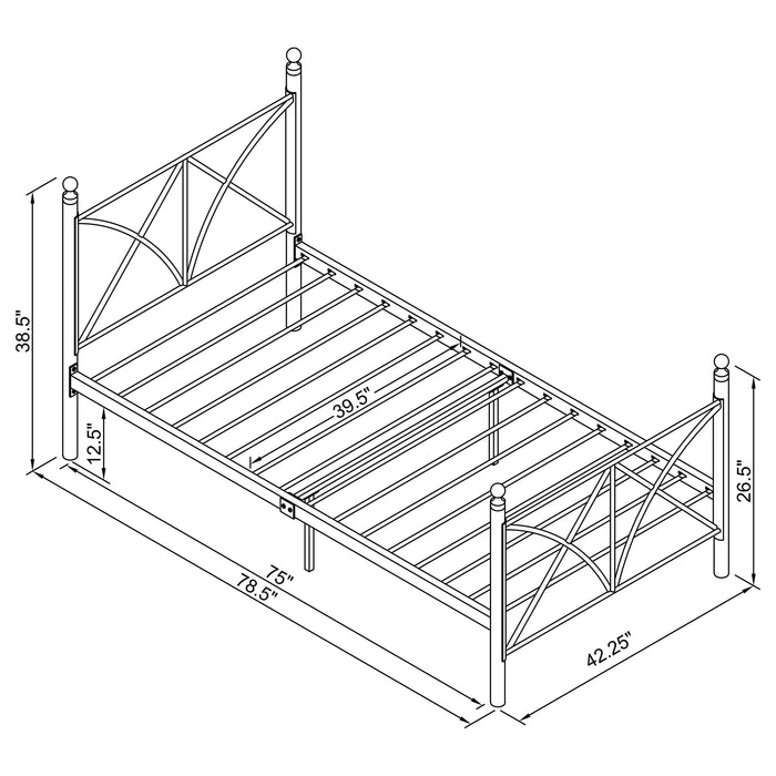 Hart Metal Twin Open Frame Bed Matte Black