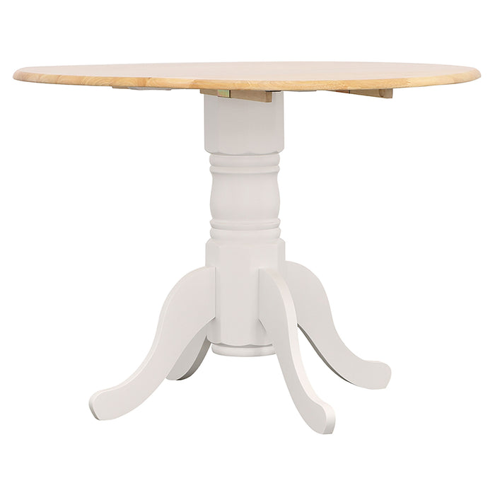 Allison 5-piece Round Drop Leaf Dining Table Set White