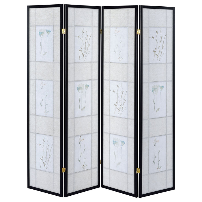 Catabella 4-Panel Room Divider Folding Shoji Screen Floral