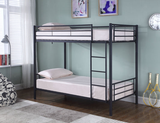 Hayward Metal Twin Over Twin Bunk Bed Black