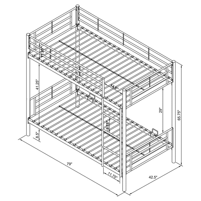 Hayward Metal Twin Over Twin Bunk Bed Black