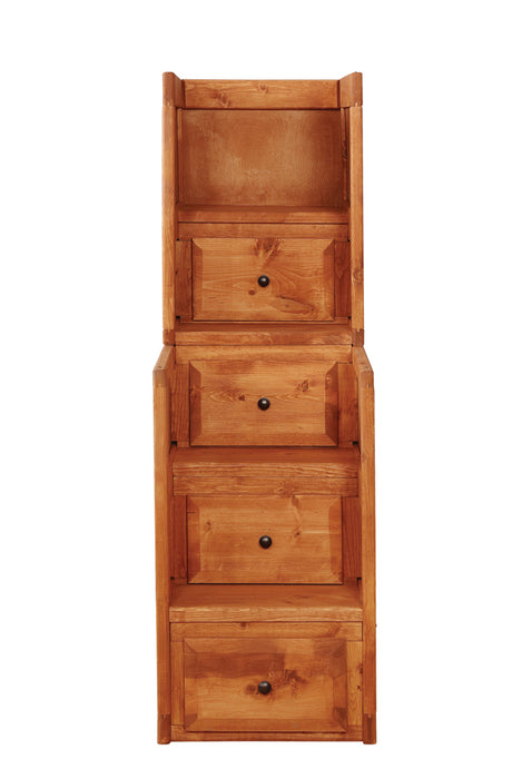 Wrangle Hill 4-drawer Stairway Chest Washed Amber