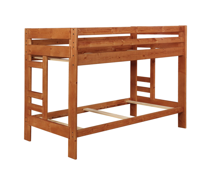 Wrangle Hill Wood Twin Over Twin Bunk Bed Amber Wash