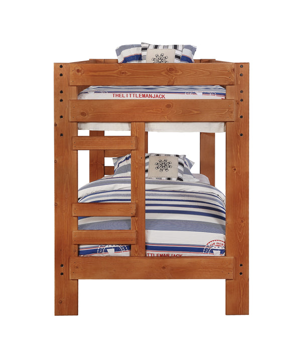 Wrangle Hill Wood Twin Over Twin Bunk Bed Amber Wash