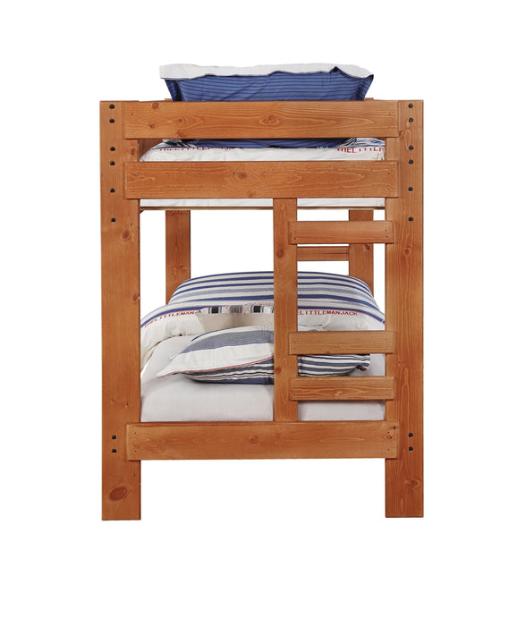 Wrangle Hill Wood Twin Over Twin Bunk Bed Amber Wash