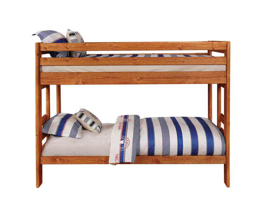 Wrangle Hill Wood Twin Over Twin Bunk Bed Amber Wash