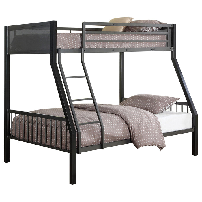 Meyers Metal Twin Over Full Bunk Bed with Twin Loft Black