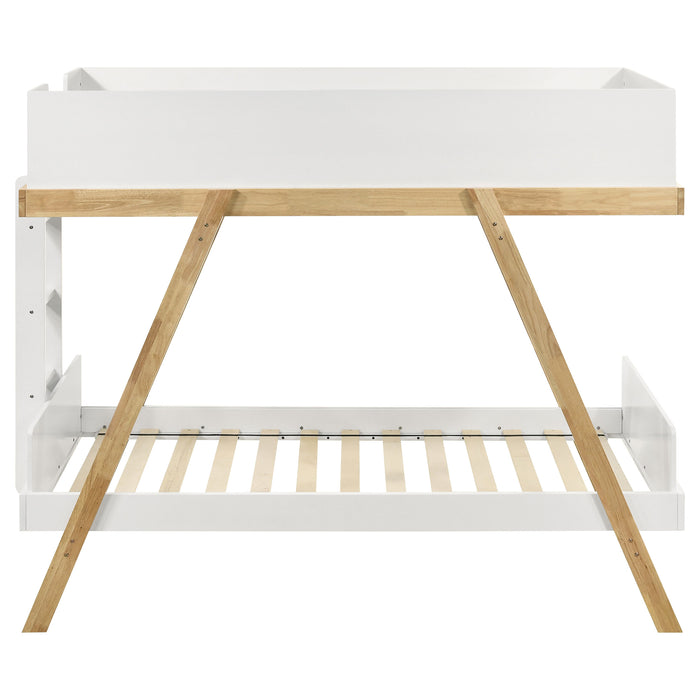 Frankie Wood Twin Over Twin Bunk Bed White and Natural