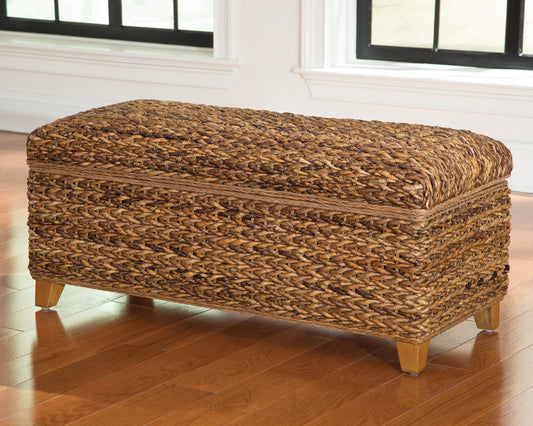 Laughton Hand-Woven Banana Leaf Storage Trunk Amber