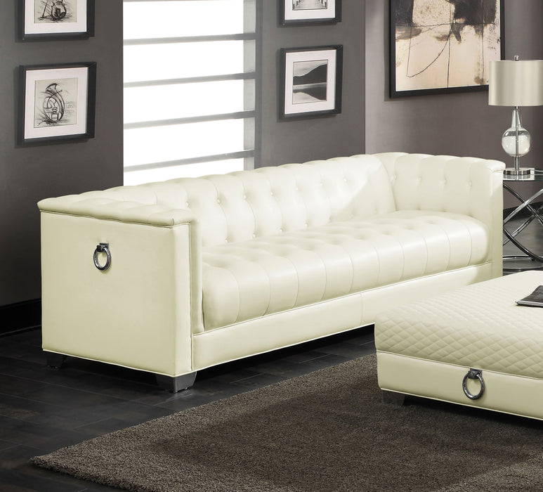 Chaviano Upholstered Track Arm Sofa Pearl White