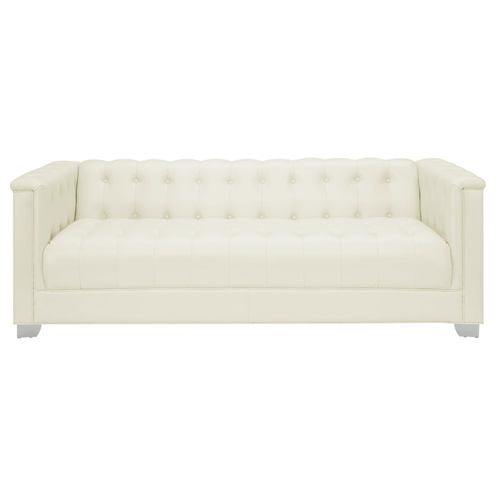 Chaviano 2-piece Upholstered Track Arm Sofa Set Pearl White