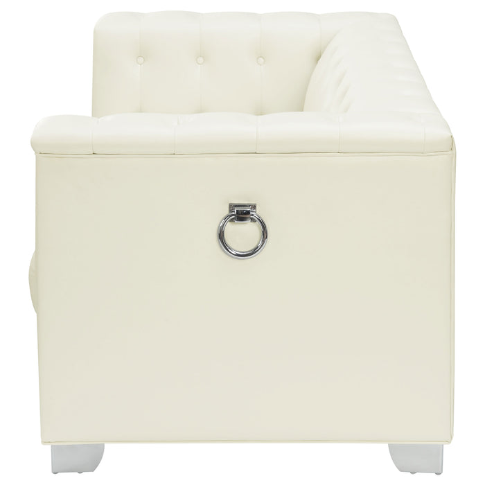 Chaviano Upholstered Track Arm Loveseat Pearl White