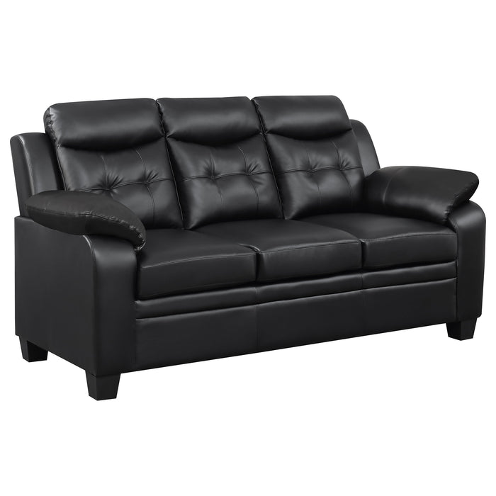 Finley 2-piece Upholstered Padded Arm Tufted Sofa Set Black