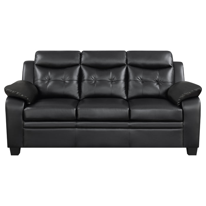 Finley 2-piece Upholstered Padded Arm Tufted Sofa Set Black