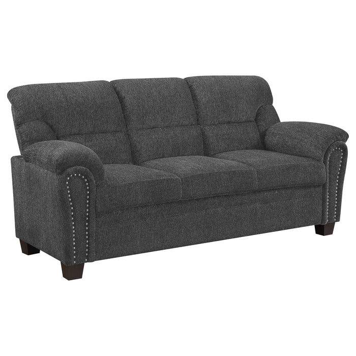 Clementine 2-piece Upholstered Padded Arm Sofa Set Grey