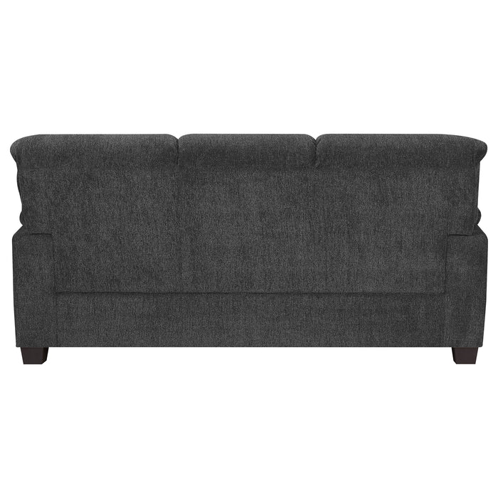 Clementine 2-piece Upholstered Padded Arm Sofa Set Grey