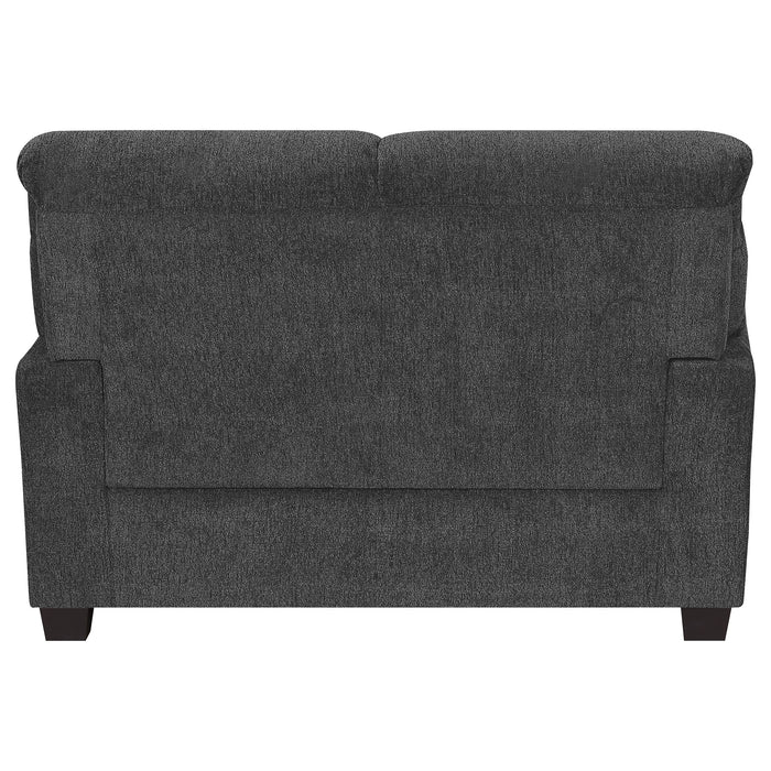 Clementine 2-piece Upholstered Padded Arm Sofa Set Grey