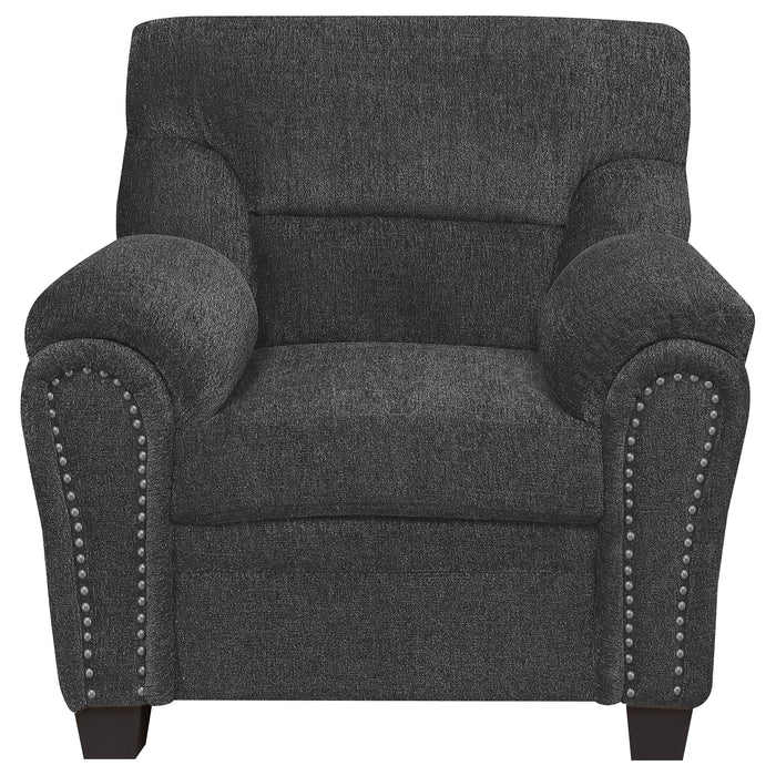 Clementine Upholstered Padded Arm Accent Chair Grey