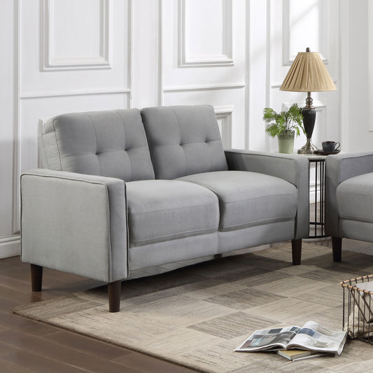 Bowen Upholstered Track Arm Tufted Loveseat Grey