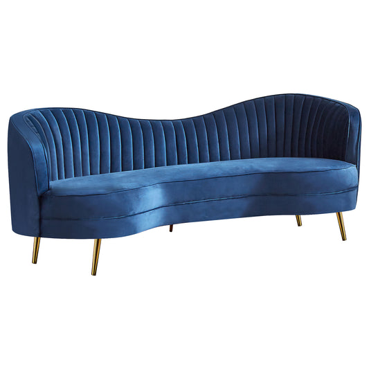 Sophia 2-piece Upholstered Channel Tufted Sofa Set Blue