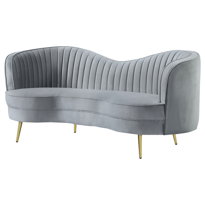 Sophia Upholstered Channel Tufted Loveseat Grey