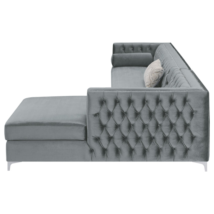 Bellaire Upholstered Storage Chaise Sectional Sofa Grey