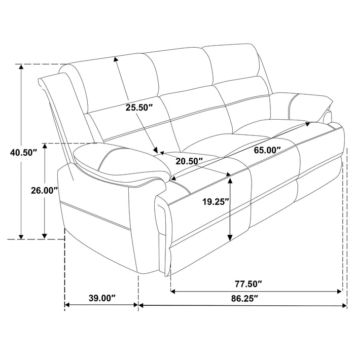 Ellington 3-piece Upholstered Padded Arm Sofa Set Dark Brown