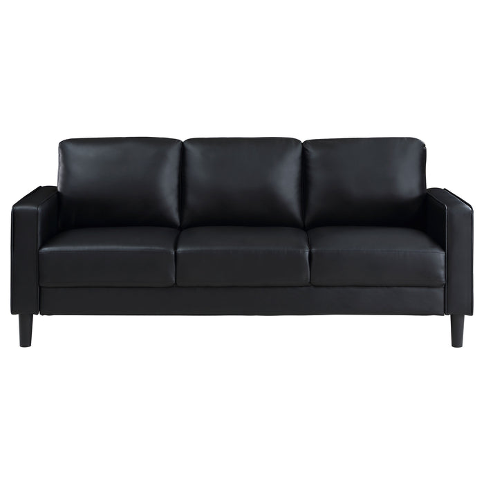 Ruth 2-piece Upholstered Track Arm Sofa Set Black