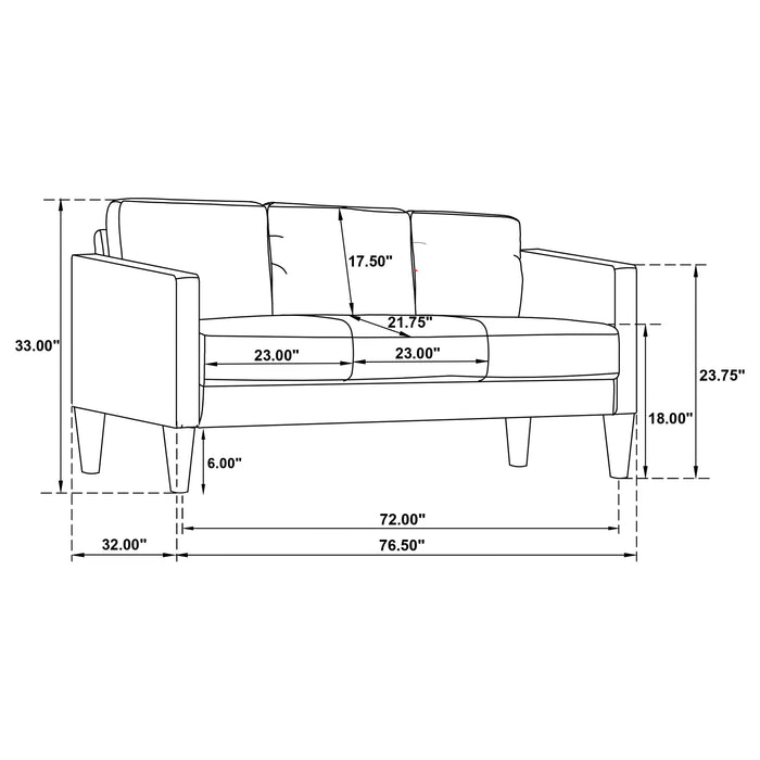 Ruth 2-piece Upholstered Track Arm Sofa Set Black