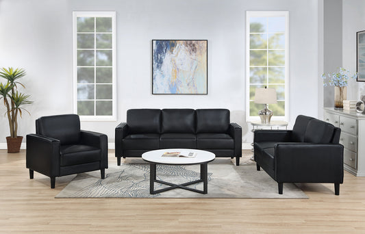 Ruth 3-piece Upholstered Track Arm Sofa Set Black