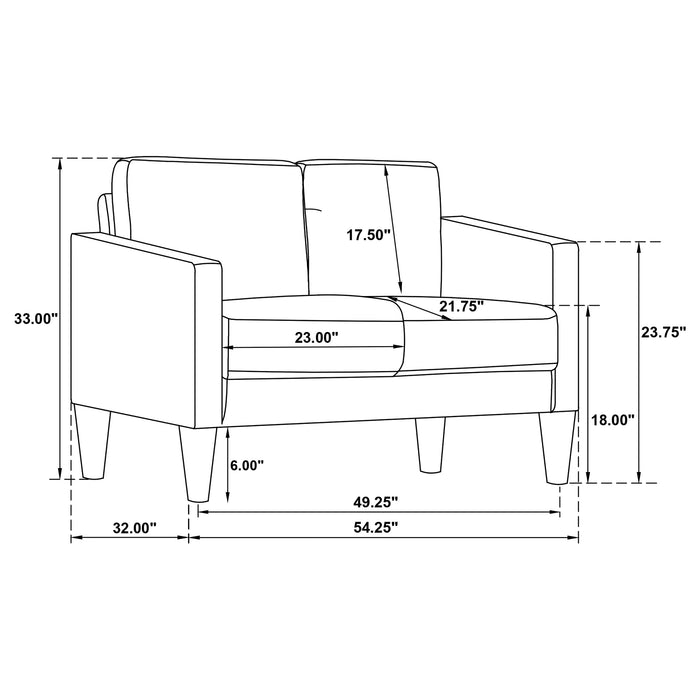 Ruth 2-piece Upholstered Track Arm Sofa Set Grey