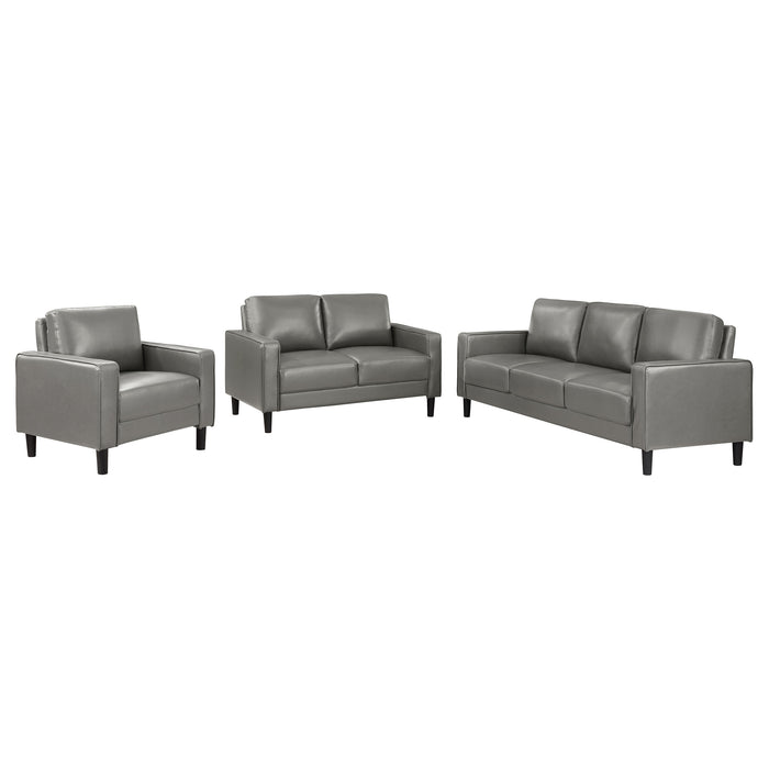 Ruth 3-piece Upholstered Track Arm Sofa Set Grey