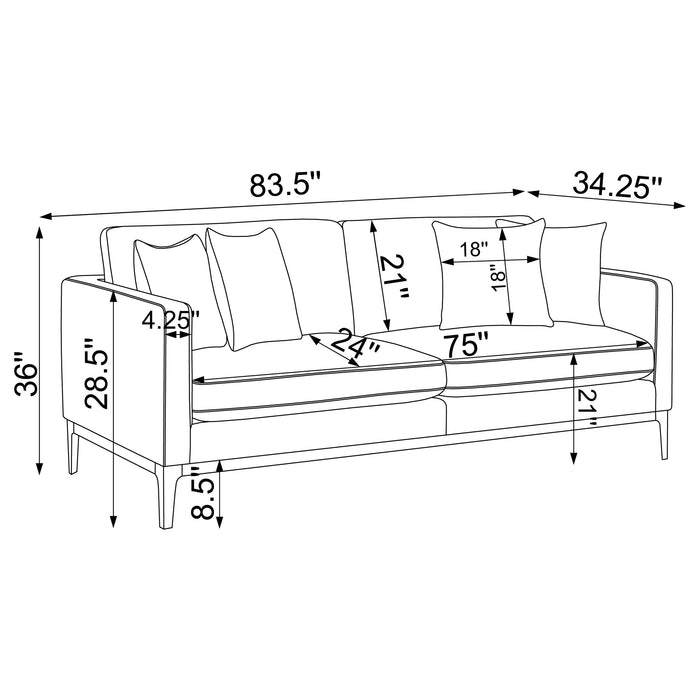 Apperson 3-piece Upholstered Track Arm Sofa Set Light Grey