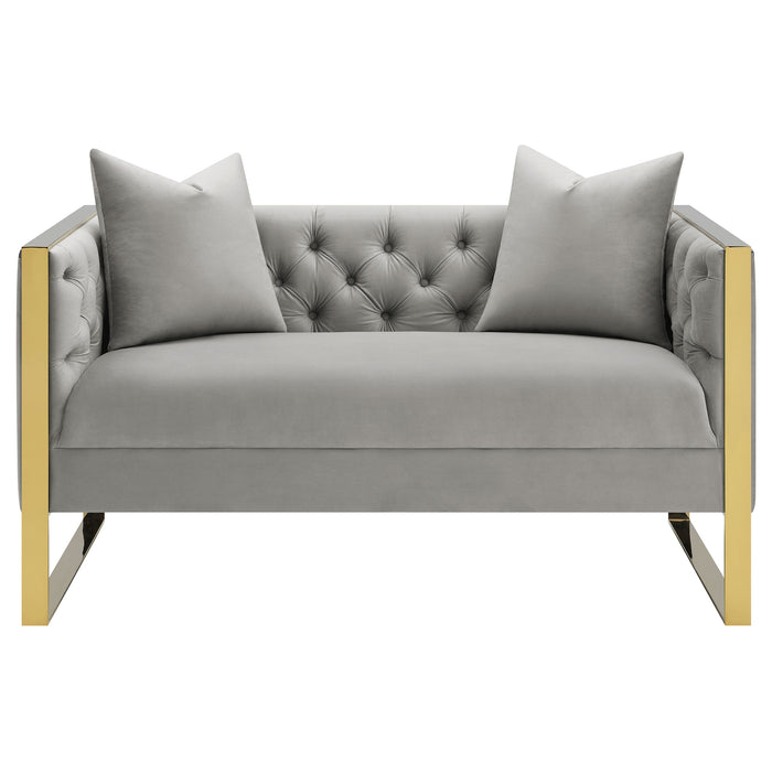 Eastbrook Velvet Upholstered Tufted Loveseat Grey