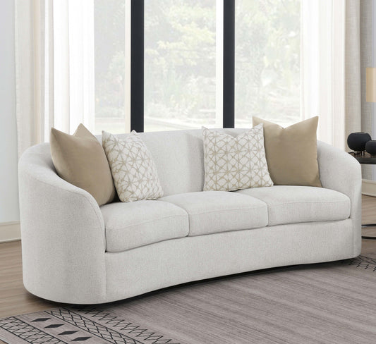 Rainn Boucle Upholstered Sloped Arm Sofa Latte