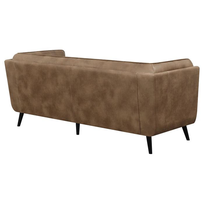 Thatcher Upholstered Tuxedo Arm Tufted Sofa Brown