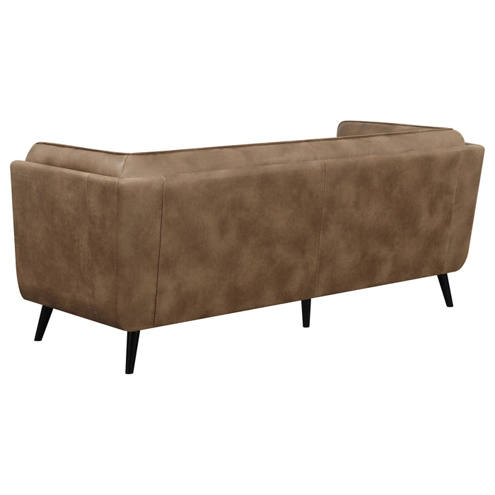 Thatcher 2-piece Upholstered Tuxedo Arm Sofa Set Brown