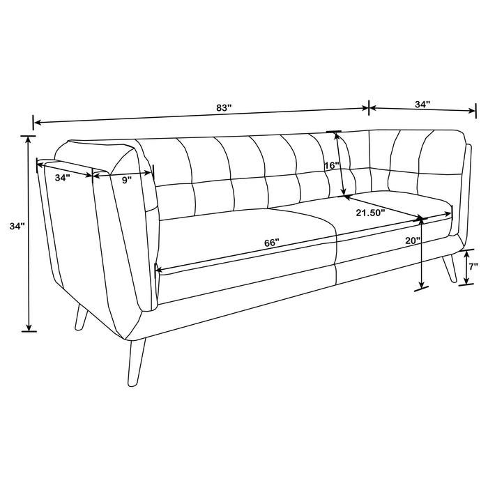 Thatcher 2-piece Upholstered Tuxedo Arm Sofa Set Brown