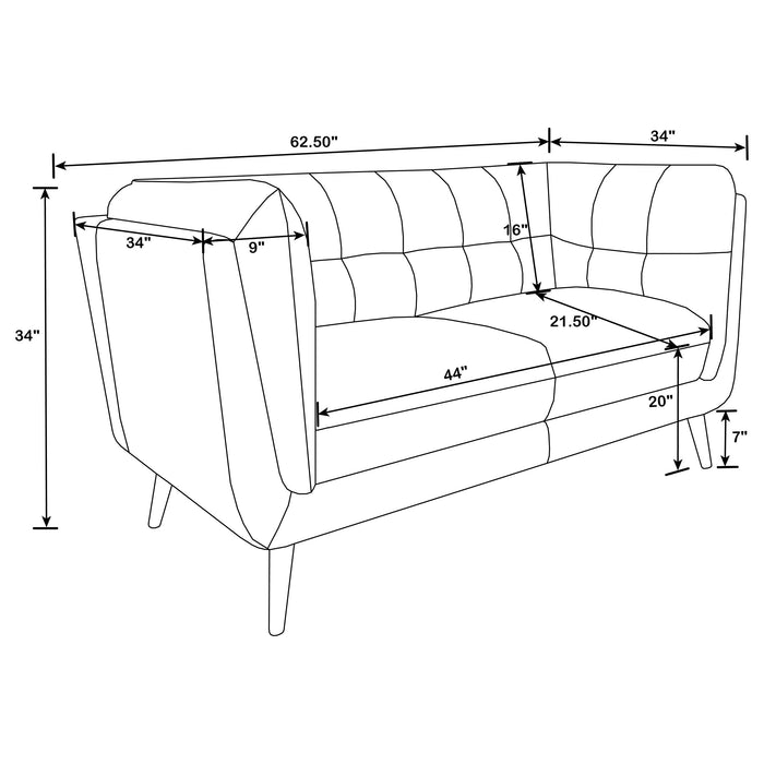 Thatcher Upholstered Tuxedo Arm Tufted Loveseat Brown