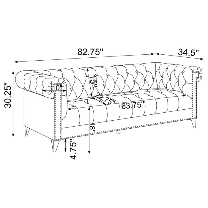 Bleker Upholstered Tuxedo Arm Tufted Sofa Blue