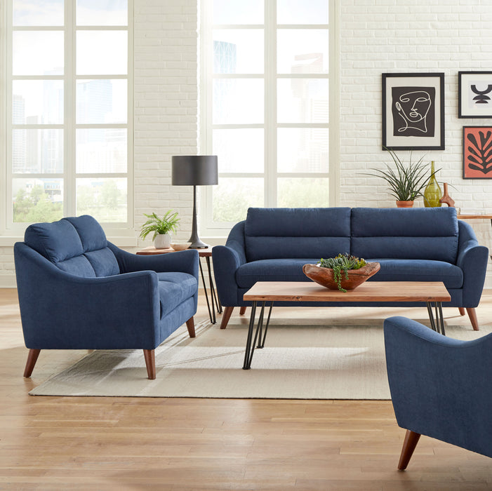 Gano 2-piece Upholstered Sloped Arm Sofa Set Navy Blue