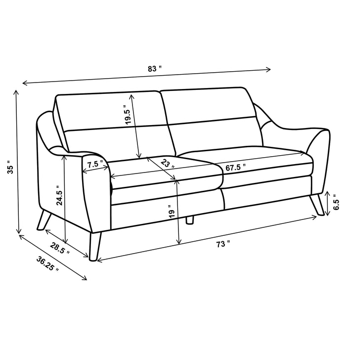 Gano 3-piece Upholstered Sloped Arm Sofa Set Navy Blue