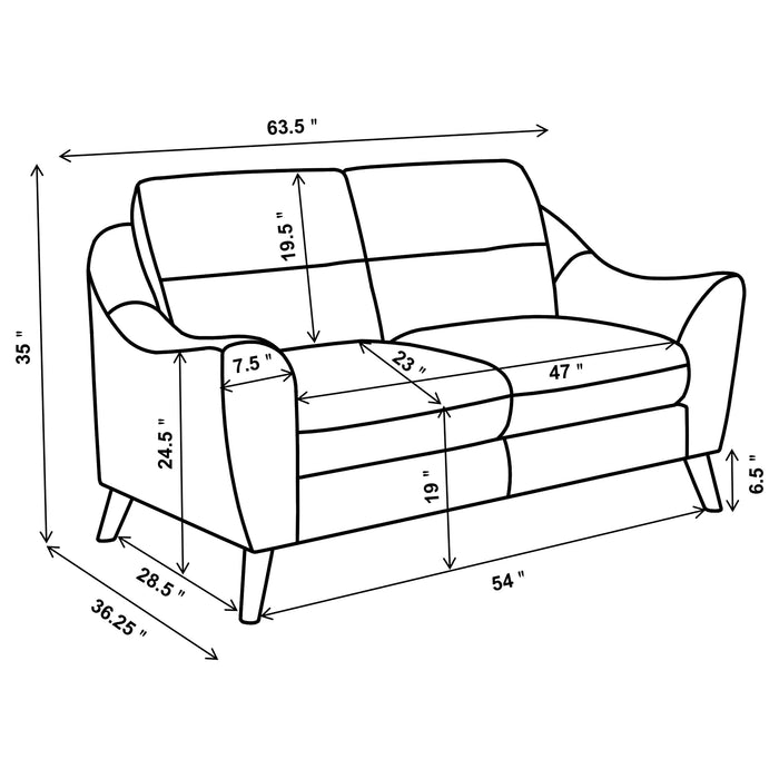 Gano Upholstered Sloped Arm Loveseat Navy Blue