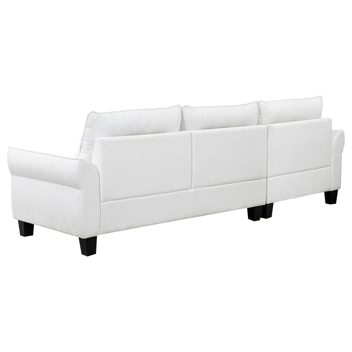 Caspian Upholstered Curved Arm Chaise Sectional Sofa White