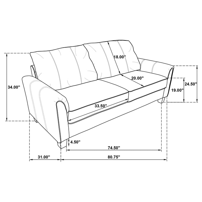 Davis Upholstered Rolled Arm Sofa Grey