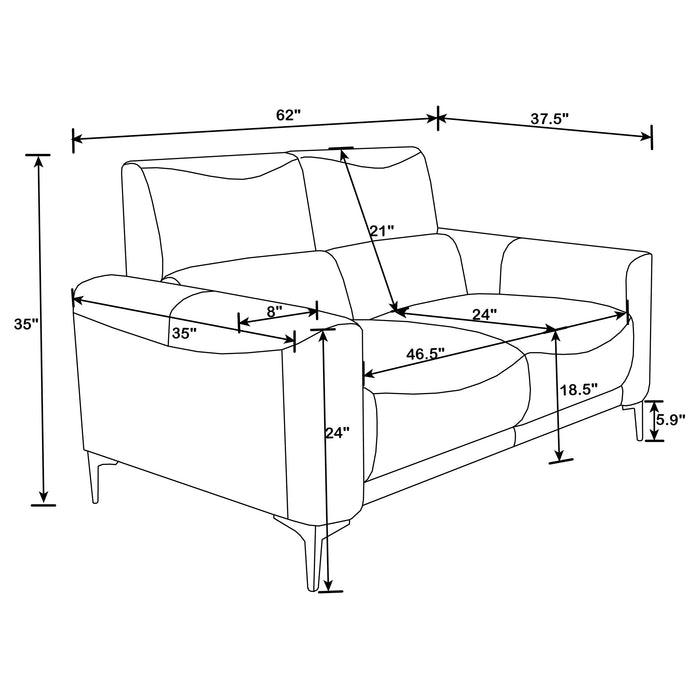 Glenmark Upholstered Track Arm Loveseat Taupe