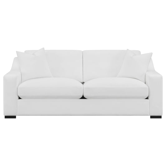 Ashlyn 2-piece Upholstered Sloped Arm Sofa Set White