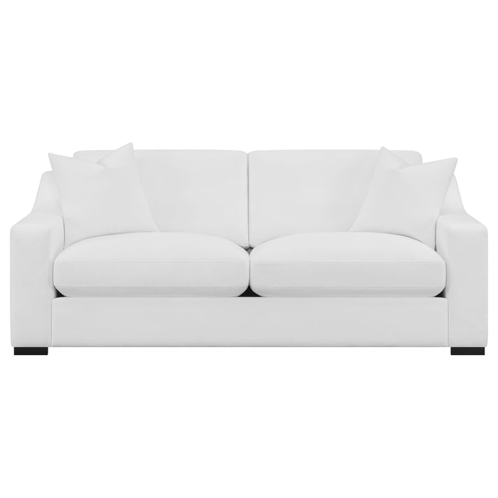 Ashlyn 2-piece Upholstered Sloped Arm Sofa Set White