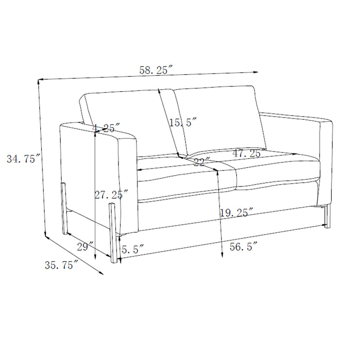 Tilly 3-piece Upholstered Track Arm Sofa Set Oatmeal