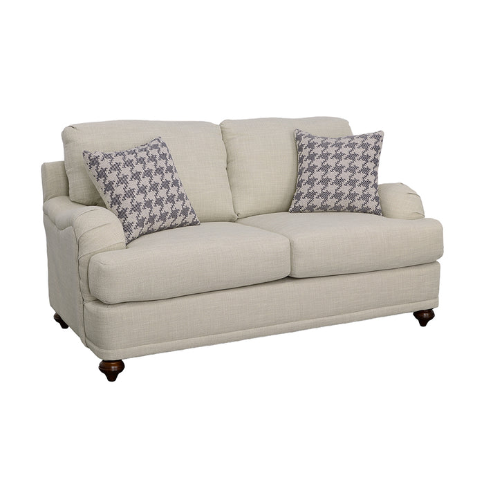 Glenn Upholstered English Arm Loveseat Light Grey and Blue